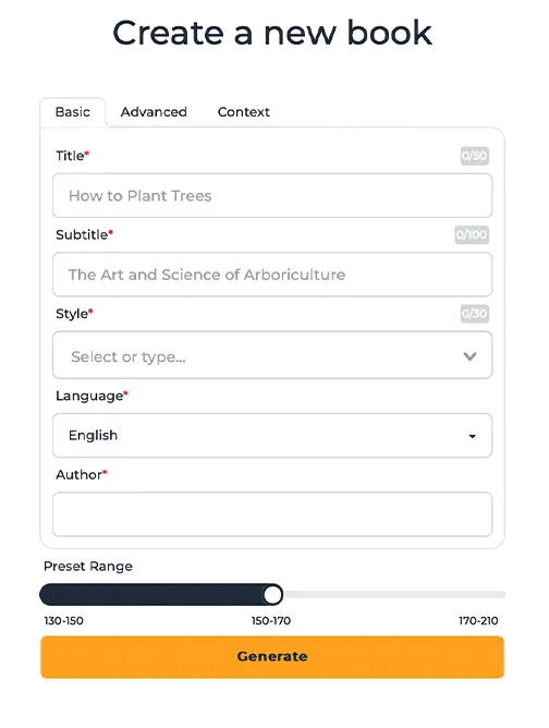 Picture of the generation form