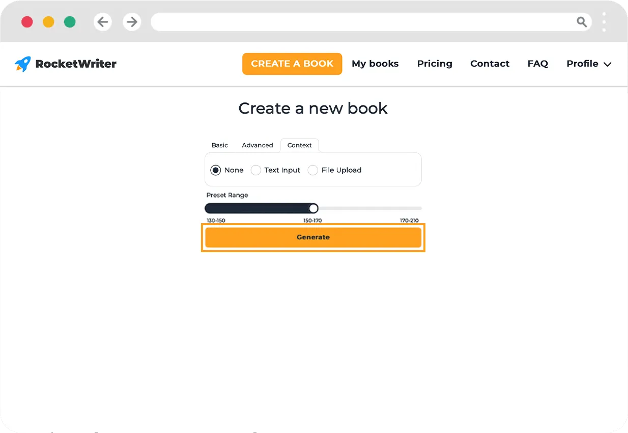 Fourth step of the generation - click the Generate button