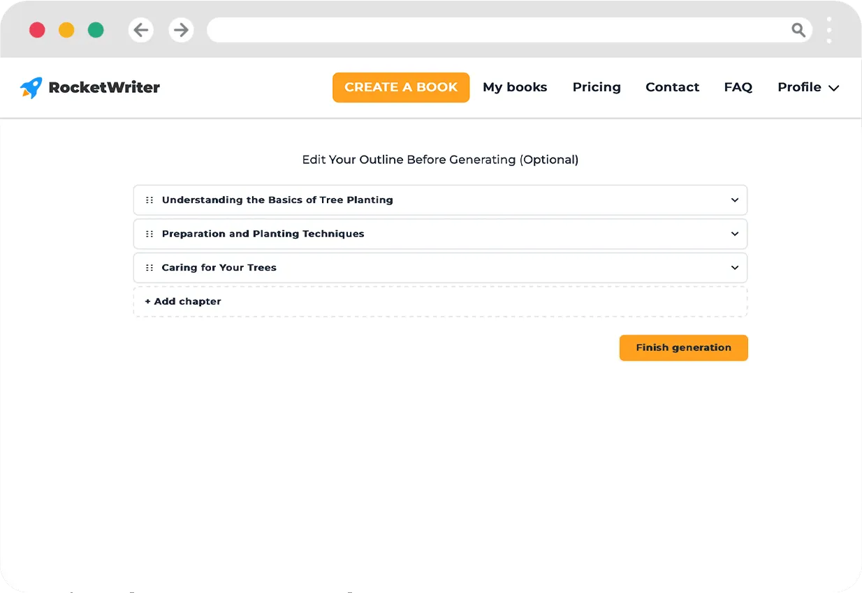 Fifth step of the generation - edit the generated outline